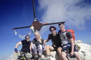 Photo of us at the summit From Right to Left: Greg, Josh, Emily and myself