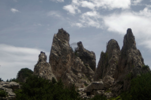 The fingers of rock jutting out that are the Pinnacles