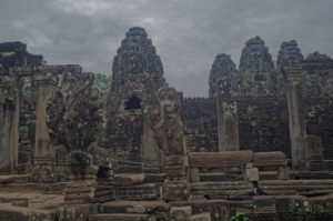 Statues on the path leading to Bayon temple
