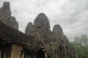 Bayon temple seen from the corner with the outer gallery